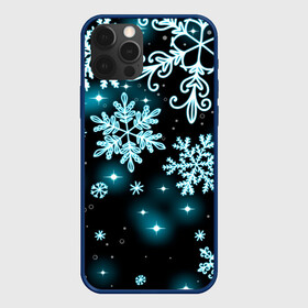 Чехол для iPhone 12 Pro Max с принтом Космические снежинки в Белгороде, Силикон |  | christmas | happy new year | merry christmas | neon | new year | snow | snowflakes | winter | декабрь | звезды | зима | зимний орнамент | зимний узор | зимняя ночь | неоновый | новогодний принт | новогодняя ночь | новый год | ночь | подарок