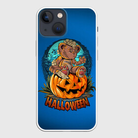 Чехол для iPhone 13 mini с принтом Мишка маньяк в Белгороде,  |  | halloween | арт | графика | зомби | медведь | мистика | праздник | тыква | ужасы | хэллоуин