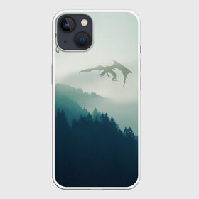 Чехол для iPhone 13 с принтом ДРАКОНЫ НАД ЛЕСОМ   DRAGON в Белгороде,  |  | dovahkiin | dragon | dragonborn | forest | fus ro dah | skyrim | tes | the elder scrolls skyrim | докавин | драгонборн | драконы | лес | природа | скайрим