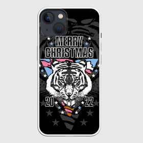 Чехол для iPhone 13 с принтом Merry Christmas 2022 в Белгороде,  |  | Тематика изображения на принте: 2022 | beast | merry christmas | new year | predator | stars | stern look | white tiger | year of the tiger | белый тигр | год тигра | звезды | зверь | новый год | суровый взгляд | хищник