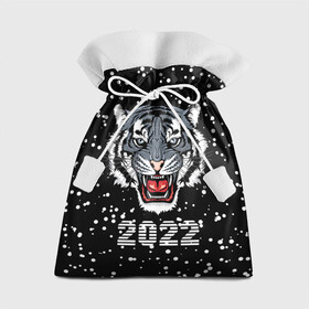 Подарочный 3D мешок с принтом Черный водяной тигр 2022 в Белгороде, 100% полиэстер | Размер: 29*39 см | Тематика изображения на принте: 2022 | beast | black water tiger | fangs | merry christmas | new year | predator | snow | stern grin | winter | year of the tiger | год тигра | зверь | зима | клыки | новый год | снег | суровый оскал | хищник | черный водяной тигр