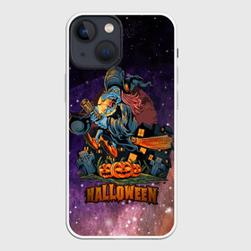 Чехол для iPhone 13 mini с принтом Ведьмачка в Белгороде,  |  | halloween | арт | ведьма | графика | метла | мистика | праздник | тыква | ужасы | хэллоуин