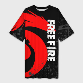 Платье-футболка 3D с принтом GARENA FREE FIRE СИМВОЛ ИГРЫ ЛОГО в Белгороде,  |  | free fire | freefire | garena | garena free fire | гарена | гарена фри фаер | фри фаер | фрифаер