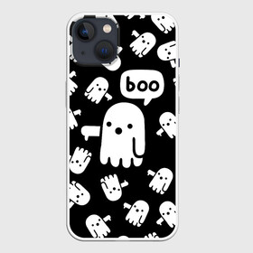 Чехол для iPhone 13 с принтом BOO ПРИВЕДЕНИЕ ХЕЛЛОУИН в Белгороде,  |  | bats | bones | ghost | halloween | pumpkin | skull | кости | летучие мыши | приведение | призрак | скелет | тыква | хеллоуин | хоррор | хэллоуин