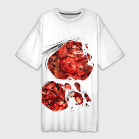 Платье-футболка 3D с принтом Рана на груди в Белгороде,  |  | halloween | кишки | кровь | препарирование | рана | хеллоуин | хелоуин | хэллоуин | хэлоуин