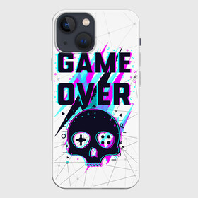 Чехол для iPhone 13 mini с принтом Game OVER   NEON 3D в Белгороде,  |  | игра | неон | неоновый принт | неоновый череп | череп