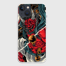 Чехол для iPhone 13 с принтом БОГ ГРОМА РАЙДЗИН в Белгороде,  |  | demon | evil | god | japan | raijin | red | samurai | бог | буддизм | восток | гроза | гром | демон | дьявол | зло | красный | молния | райдзин | самурай | япония