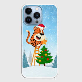 Чехол для iPhone 13 Pro с принтом Тигр украшает новогоднюю елку в Белгороде,  |  | 2022 | год тигра | новый год | новый год 2022 | символ года | тигр | тигренок | тигрица | тигры