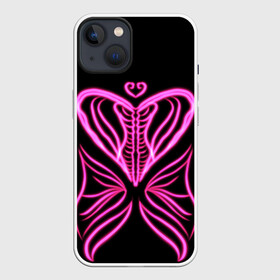 Чехол для iPhone 13 с принтом Бабочка любви в Белгороде,  |  | Тематика изображения на принте: бабочка | люблю | любовь | рёбра | розовое сердечко | розовое сердце | сердечко | сердце