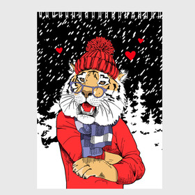 Скетчбук с принтом Тигр в красном в Белгороде, 100% бумага
 | 48 листов, плотность листов — 100 г/м2, плотность картонной обложки — 250 г/м2. Листы скреплены сверху удобной пружинной спиралью | 2022 | fir forest | happy new year | hearts | merry christmas | red hat | santa claus | scarf | snow | tiger | year of the tiger | год тигра | еловый лес | красная шапка | новый год | очки | рождество | санта клаус | сердца | снег | тигр | шарф