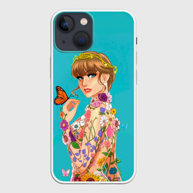 Чехол для iPhone 13 mini с принтом Тейлор в цветах в Белгороде,  |  | music | pop music | taylor swift | музыка | поп | попса | тейлор свифт
