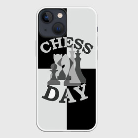 Чехол для iPhone 13 mini с принтом Шахматный День в Белгороде,  |  | chess | анатолий карпов | бобби фишер | владимир крамник | гари каспаров | игра | король | ладья | магнус карлсен | математика | михаил ботвинник | пешка | ферзь | хосерауль капабланка | чёрнобелые