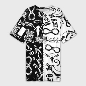 Платье-футболка 3D с принтом ТОКИЙСКИЕ МСТИТЕЛИ ЛОГОБОМБИНГ ЧБ в Белгороде,  |  | anime | draken | mikey | tokyorevengers | valhalla | аниме | вальгала | дракен | иероглифы | кэн | манга | мандзиро | микки | рюгудзи | сано | символы | токийские мстители