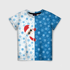 Детская футболка 3D с принтом С Новым Годом (дед мороз) в Белгороде, 100% гипоаллергенный полиэфир | прямой крой, круглый вырез горловины, длина до линии бедер, чуть спущенное плечо, ткань немного тянется | christmas | merry christmas | santa claus | дед мороз | ёлка | зима | мороз | новый год | подарок | праздник | рождество | с новым годом | санта клаус | снегурочка | снежинки