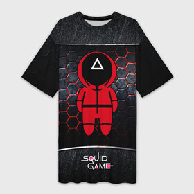 Платье-футболка 3D с принтом Игра в кальмара 3D Black  Red в Белгороде,  |  | squid game | выживание | игра в кальмара | кальмар | корейский | корея