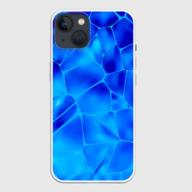 Чехол для iPhone 13 с принтом Ice Under Water в Белгороде,  |  | Тематика изображения на принте: blue | geometry | gradient | ice | neon | polygon | polygonal | waporwave | water | абстрактный | вода | волны | геометрический узор | геометрия | голубые волны | градиент | зима | зимний узор | лед | ледяная абстракция | ледяной