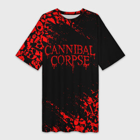 Платье-футболка 3D с принтом CANNIBAL CORPSE КРАСНЫЕ ЧЕРЕПА в Белгороде,  |  | cannibal | cannibal corpse | corpse | death metal | deathgrind | алекс уэбстер | брутальный дэт метал | дэт метал | дэтграйнд | каннибал корпс | кеннибал корпс | кэннибал корпс | пол мазуркевич | роб барретт | труп каннибала