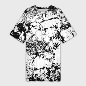 Платье-футболка 3D с принтом Эффект линогравюры в Белгороде,  |  | abstract | black and white | minimalism | urban | urban camouflage | абстрактный узор | белая краска | белое на черном | белый и черный | белый узор | брызги краски | камуфляж | краска | минимализм | монохромный | орнамент