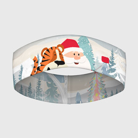 Повязка на голову 3D с принтом Санта и тигр делают сэлфи в Белгороде,  |  | 2022 | год тигра | новый год | новый год 2022 | символ года | тигр | тигренок | тигрица | тигры