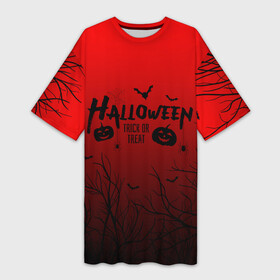 Платье-футболка 3D с принтом ХЕЛЛОУИН КРАСНЫЙ ЛЕС, ЛЕТУЧИЕ МЫШИ в Белгороде,  |  | bats | bones | ghost | halloween | pumpkin | skull | кости | летучие мыши | приведение | призрак | скелет | тыква | хеллоуин | хоррор | хэллоуин