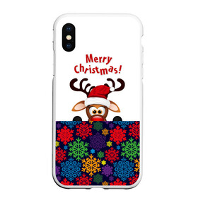 Чехол для iPhone XS Max матовый с принтом Merry Christmas (оленёнок) в Белгороде, Силикон | Область печати: задняя сторона чехла, без боковых панелей | christmas | merry christmas | santa claus | дед мороз | ёлка | новогодние олени | новый год | оленёнок бэмби | оленёнок рудольф | орнамент | с новым годом | сантаклаус | свитер с оленями | снегурочка | снежинки | узоры