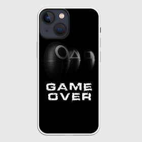 Чехол для iPhone 13 mini с принтом ИГРА В КАЛЬМАРА GAME OVER в Белгороде,  |  | game over | squid game | аноним | игра в кальмара | игра в кальмаров | игра на выживание | игры | квадрат | круг | маска | сериал | сотрудник | треугольник | фильм