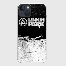 Чехол для iPhone 13 с принтом Линкин Парк Лого Рок ЧБ | Linkin Park Rock в Белгороде,  |  | album | bennington | chester | green | grunge | linkin park | mike | music | rock | shinoda | style | альбом | беннингтон | гитара | гранж | линкин парк | логотип | музыка | надпись | певец | полосы | потертости | рок | честер | шинода