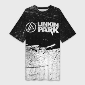 Платье-футболка 3D с принтом Линкин Парк Лого Рок ЧБ  Linkin Park Rock в Белгороде,  |  | album | bennington | chester | green | grunge | linkin park | mike | music | rock | shinoda | style | альбом | беннингтон | гитара | гранж | линкин парк | логотип | музыка | надпись | певец | полосы | потертости | рок | честер | шинода