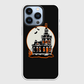 Чехол для iPhone 13 Pro с принтом Gloomy Castle в Белгороде,  |  | bat | castle | cat | dark | gloomy | halloween | jack | lamp | moon | night | pumpkin | skeleton | spider | sunset | tailcoat | web | джек | джека | замок | кот | летучая | луна | мрачный | мышь | ночь | паук | паутина | свет | светильник |