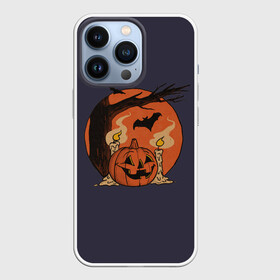 Чехол для iPhone 13 Pro с принтом Night of Fear. Mystic Sunset в Белгороде,  |  | bat | branch | candle | candles | evening | flame | halloween | jack | lamp | mystic | night | pumpkin | smoke | sunset | tree | wax | ветка | вечер | воск | дерево | джека | дым | закат | летучая | мистика | мышь | ночь | пламя | светильни