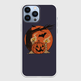 Чехол для iPhone 13 Pro Max с принтом Night of Fear. Mystic Sunset в Белгороде,  |  | bat | branch | candle | candles | evening | flame | halloween | jack | lamp | mystic | night | pumpkin | smoke | sunset | tree | wax | ветка | вечер | воск | дерево | джека | дым | закат | летучая | мистика | мышь | ночь | пламя | светильни