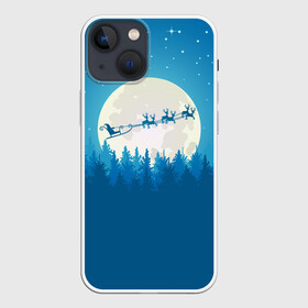 Чехол для iPhone 13 mini с принтом Санта с Оленями в Белгороде,  |  | christmas | merry christmas | santa claus | дед мороз | ёлка | зима | луна | мороз | новогодние олени | новый год | оленёнок рудольф | подарок | праздник | рождество | с новым годом | сани | санта клаус | свитер с оленями