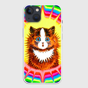 Чехол для iPhone 13 с принтом Psychedelic Rainbow Cat в Белгороде,  |  | benedict cumberbatch | louis wain | louis wains cats | psychedelic rainbow cat | the electrical life | антропоморфный | бенедикт камбербэтч | известный художник | кошачьи миры луиса уэйна | луис вэйн | луис уэйн | радуга | радужный кот