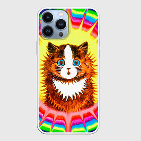 Чехол для iPhone 13 Pro Max с принтом Psychedelic Rainbow Cat в Белгороде,  |  | benedict cumberbatch | louis wain | louis wains cats | psychedelic rainbow cat | the electrical life | антропоморфный | бенедикт камбербэтч | известный художник | кошачьи миры луиса уэйна | луис вэйн | луис уэйн | радуга | радужный кот