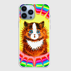 Чехол для iPhone 13 Pro Max с принтом Psychedelic Rainbow Cat в Белгороде,  |  | Тематика изображения на принте: benedict cumberbatch | louis wain | louis wains cats | psychedelic rainbow cat | the electrical life | антропоморфный | бенедикт камбербэтч | известный художник | кошачьи миры луиса уэйна | луис вэйн | луис уэйн | радуга | радужный кот