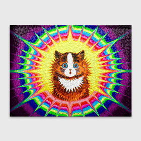 Обложка для студенческого билета с принтом Psychedelic Rainbow Cat в Белгороде, натуральная кожа | Размер: 11*8 см; Печать на всей внешней стороне | benedict cumberbatch | louis wain | louis wains cats | psychedelic rainbow cat | the electrical life | антропоморфный | бенедикт камбербэтч | известный художник | кошачьи миры луиса уэйна | луис вэйн | луис уэйн | радуга | радужный кот