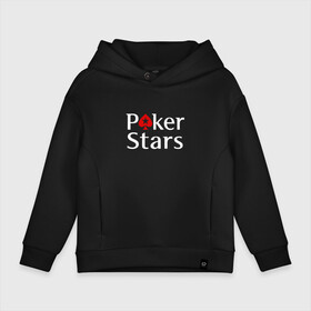 Детское худи Oversize хлопок с принтом PokerStars логотип в Белгороде, френч-терри — 70% хлопок, 30% полиэстер. Мягкий теплый начес внутри —100% хлопок | боковые карманы, эластичные манжеты и нижняя кромка, капюшон на магнитной кнопке | Тематика изображения на принте: poker | poker stars | pokerstars | карты | лого | логотип | покер | покер старс | покерстарс
