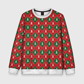 Детский свитшот 3D с принтом Ёлочки (красно зелёные) в Белгороде, 100% полиэстер | свободная посадка, прямой крой, мягкая тканевая резинка на рукавах и понизу свитшота | merry christmas | бабушкин свитер | дед мороз | ёлка | елочные шары | новогодний подарок | новый год | подарок | природа | рождество | свитер | свитер с ёлками | снежинки