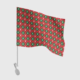 Флаг для автомобиля с принтом Ёлочки (красно зелёные) в Белгороде, 100% полиэстер | Размер: 30*21 см | merry christmas | бабушкин свитер | дед мороз | ёлка | елочные шары | новогодний подарок | новый год | подарок | природа | рождество | свитер | свитер с ёлками | снежинки