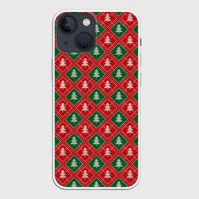 Чехол для iPhone 13 mini с принтом Ёлочки (красно зелёные) в Белгороде,  |  | merry christmas | бабушкин свитер | дед мороз | ёлка | елочные шары | новогодний подарок | новый год | подарок | природа | рождество | свитер | свитер с ёлками | снежинки
