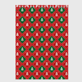 Скетчбук с принтом Ёлочки (красно зелёные) в Белгороде, 100% бумага
 | 48 листов, плотность листов — 100 г/м2, плотность картонной обложки — 250 г/м2. Листы скреплены сверху удобной пружинной спиралью | merry christmas | бабушкин свитер | дед мороз | ёлка | елочные шары | новогодний подарок | новый год | подарок | природа | рождество | свитер | свитер с ёлками | снежинки