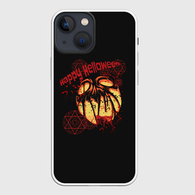 Чехол для iPhone 13 mini с принтом happy Halloween в Белгороде,  |  | blood | bloody | evil | halloween | happy | monster | pumpkin | spiteful | spray | брызги | веселого | зло | злобный | кровавая | кровавый | кровь | монстр | тыква | хэллоуин | хэллоуина