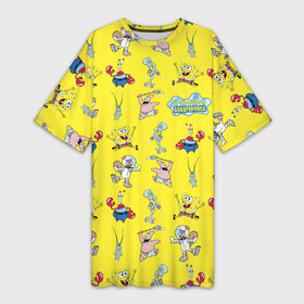 Платье-футболка 3D с принтом SpongeBob pattern в Белгороде,  |  | Тематика изображения на принте: sponge bob | spongebob | губка боб | квадратные штаны | мистер крабс | патрик | сквидвард | сквэр пэнтс | спанч боб | сэнди чикс | шелдон планктон