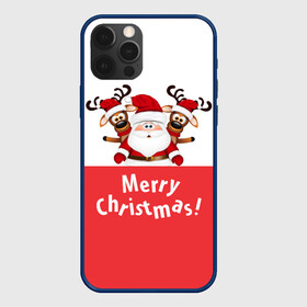 Чехол для iPhone 12 Pro Max с принтом Санта с 2 Оленями в Белгороде, Силикон |  | christmas | merry christmas | santa claus | дед мороз | ёлка | зима | мороз | новогодние олени | новый год | оленёнок бэмби | оленёнок рудольф | подарок | праздник | рождество | с новым годом | санта клаус