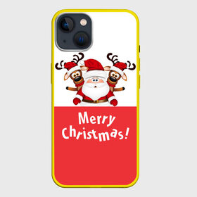 Чехол для iPhone 13 с принтом Санта с 2 Оленями в Белгороде,  |  | christmas | merry christmas | santa claus | дед мороз | ёлка | зима | мороз | новогодние олени | новый год | оленёнок бэмби | оленёнок рудольф | подарок | праздник | рождество | с новым годом | санта клаус