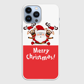 Чехол для iPhone 13 Pro Max с принтом Санта с 2 Оленями в Белгороде,  |  | christmas | merry christmas | santa claus | дед мороз | ёлка | зима | мороз | новогодние олени | новый год | оленёнок бэмби | оленёнок рудольф | подарок | праздник | рождество | с новым годом | санта клаус