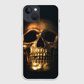 Чехол для iPhone 13 с принтом Gold Skull в Белгороде,  |  | gold skull | skull | золотой череп | череп | череп на черном фоне