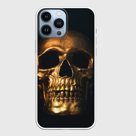 Чехол для iPhone 13 Pro Max с принтом Gold Skull в Белгороде,  |  | Тематика изображения на принте: gold skull | skull | золотой череп | череп | череп на черном фоне