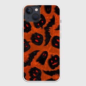 Чехол для iPhone 13 с принтом Halloween print в Белгороде,  |  | halloween | подарок на хэллоуин | страшный принт | тыква хэллоуин | ужастик | хэллоуин