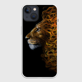 Чехол для iPhone 13 с принтом ПЛАМЕННЫЙ ЛЕВ в Белгороде,  |  | fire | flame | king | lion | вожак | голова | животные | звери | кошки | лев | огонь | пламя | царь